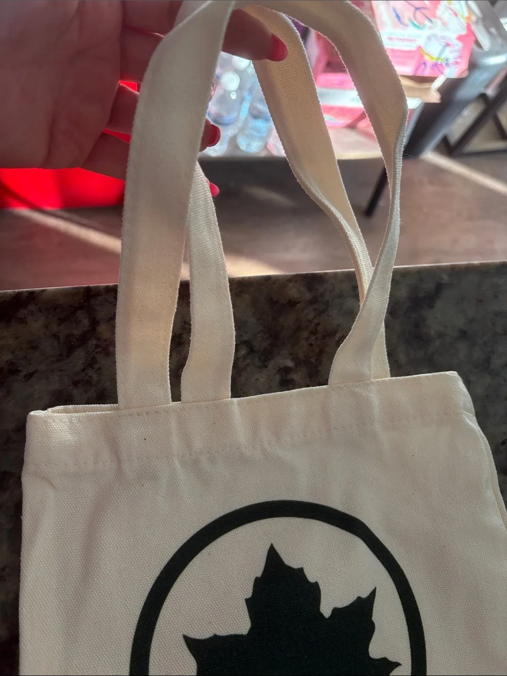 Canvas Tote Bag in Cream with NYC themed Stickers